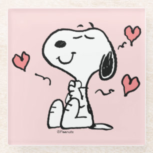 Peanuts   Snoopy Hearts Glass Coaster