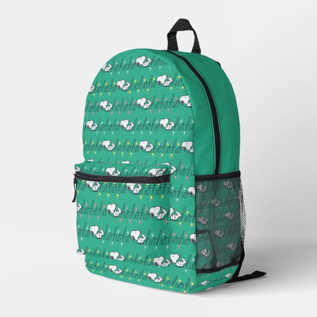 Peanuts | Snoopy Ho Ho Ho Christmas Pattern Printed Backpack (Back Corner Right)