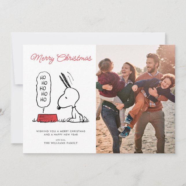 Peanuts | Snoopy Ho Ho Ho Food Dish Holiday Card (Front)