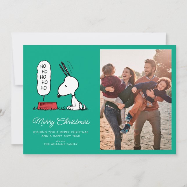 Peanuts | Snoopy Ho Ho Ho Food Dish Holiday Card (Front)