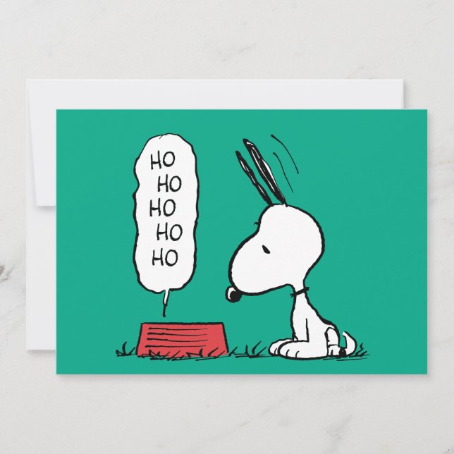 Peanuts | Snoopy Ho Ho Ho Food Dish Holiday Card (Front)