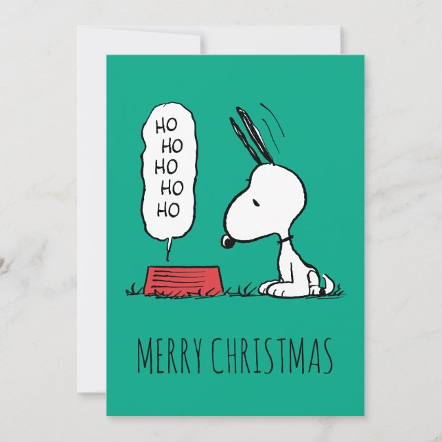 Peanuts | Snoopy Ho Ho Ho Food Dish Holiday Card (Front)