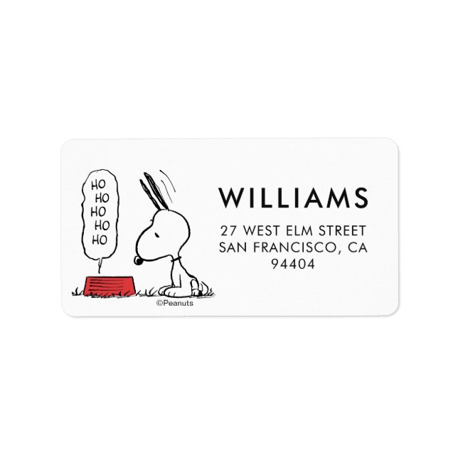 Peanuts | Snoopy Ho Ho Ho Food Dish Label (Front)