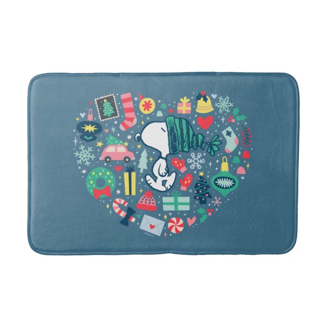 Peanuts | Snoopy Holiday Happiness Heart Bath Mat (Front)
