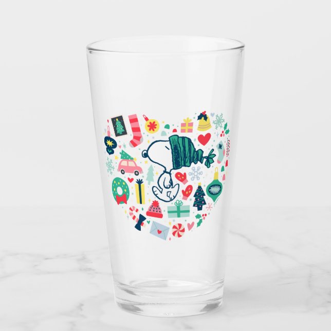 Peanuts | Snoopy Holiday Happiness Heart Glass (Front)