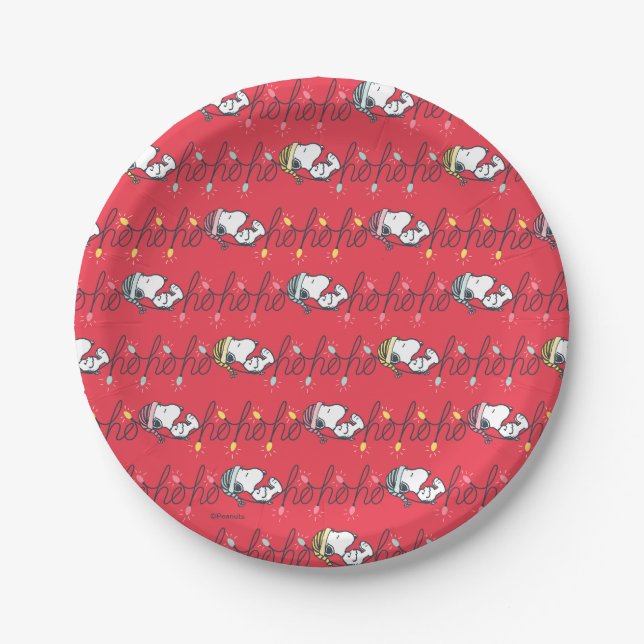 Peanuts | Snoopy Holiday Ho Ho Ho Holiday Pattern Paper Plate (Front)