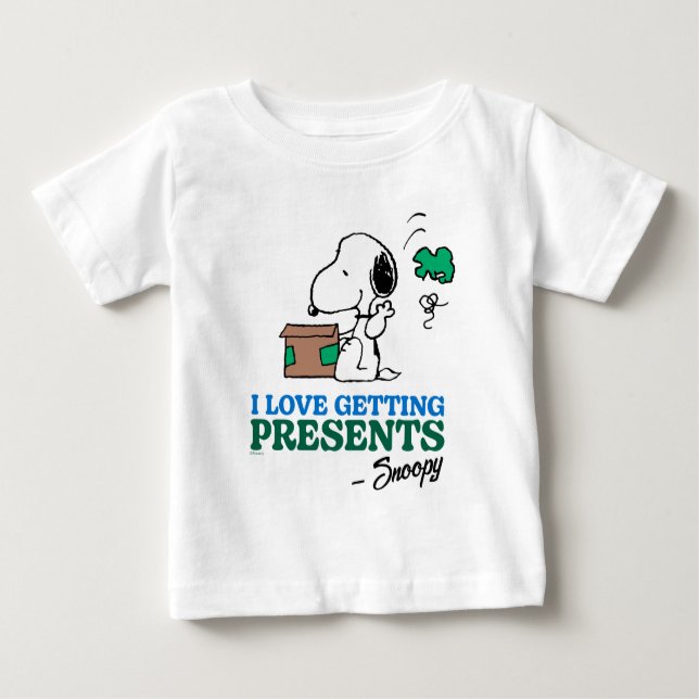 Peanuts | Snoopy I Love Getting Presents Baby T-Shirt (Front)