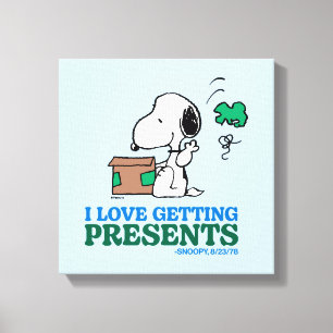 Peanuts Snoopy I Love Getting Presents Canvas Print