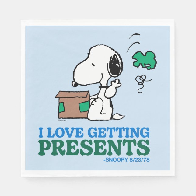 Peanuts | Snoopy I Love Getting Presents Napkin (Front)