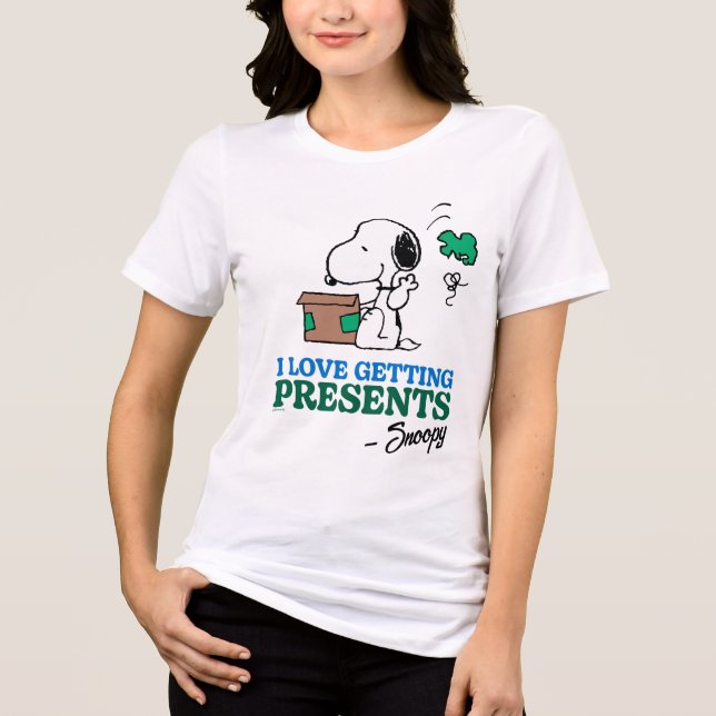 Peanuts | Snoopy I Love Getting Presents Tri-Blend Shirt (Front)