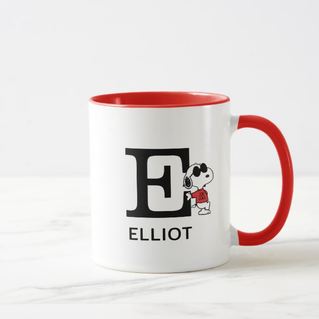 Peanuts | Snoopy "Joe Cool" | Name & Monogram E Mug (Right)