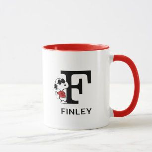 Peanuts   Snoopy "Joe Cool"   Name & Monogram F Mug