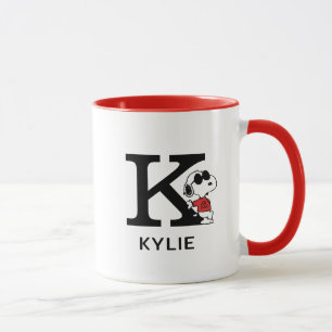Peanuts   Snoopy "Joe Cool"   Name & Monogram K Mug