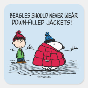 Peanuts Snoopy & Linus Down Filled Jacket Square Sticker
