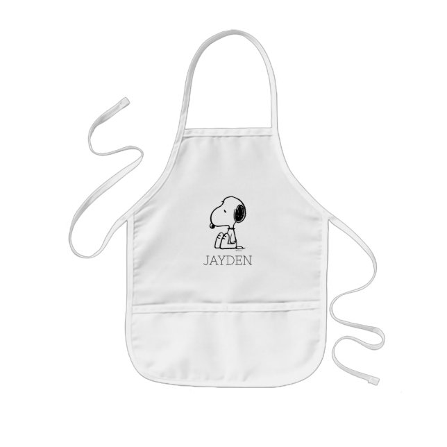 Peanuts | Snoopy Looking Down | Add Your Name Kids Apron (Front)