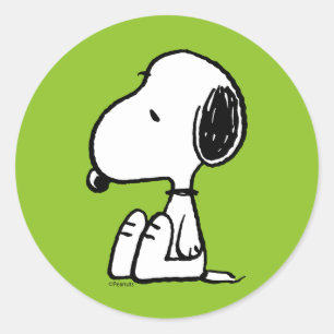 Peanuts   Snoopy Looking Down Classic Round Sticker