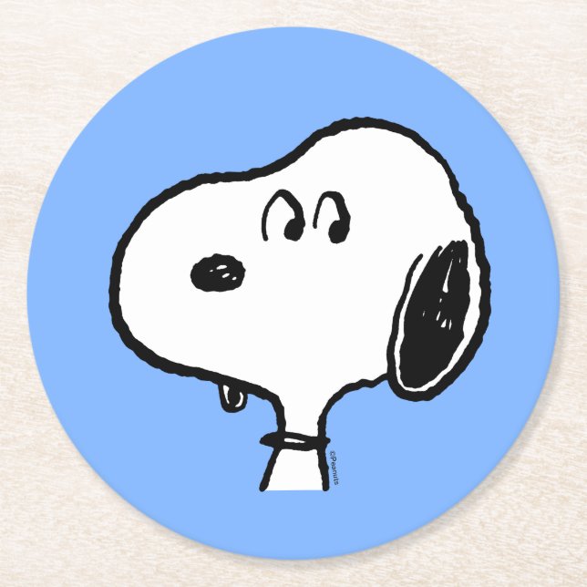 Peanuts | Snoopy Looks Round Paper Coaster (Front)