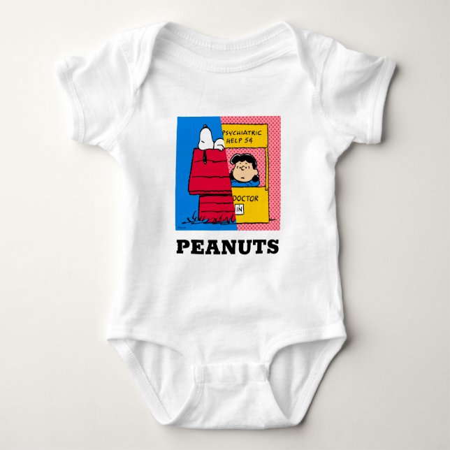 Peanuts | Snoopy & Lucy Half & Half Baby Bodysuit (Front)