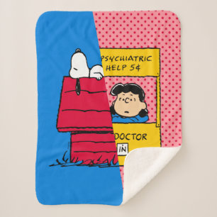 Peanuts   Snoopy & Lucy Half & Half Sherpa Blanket