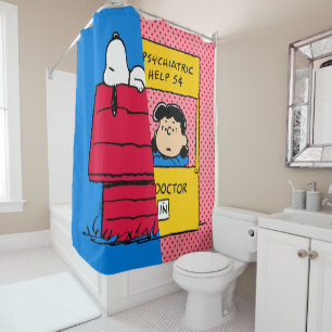 Peanuts   Snoopy & Lucy Half & Half Shower Curtain
