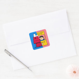 Peanuts   Snoopy & Lucy Half & Half Square Sticker