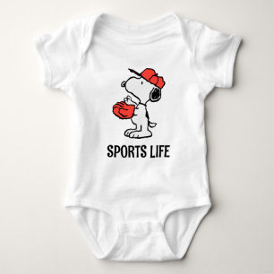 Peanuts   Snoopy Making the Catch Baby Bodysuit