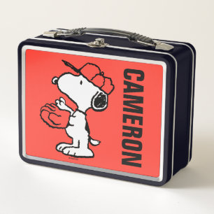 Peanuts   Snoopy Making the Catch Metal Lunch Box