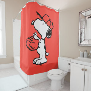 Peanuts   Snoopy Making the Catch Shower Curtain