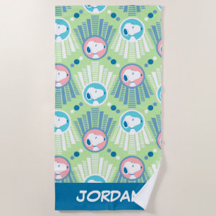 Peanuts   Snoopy Mint Green Deco   Add Your Name Beach Towel