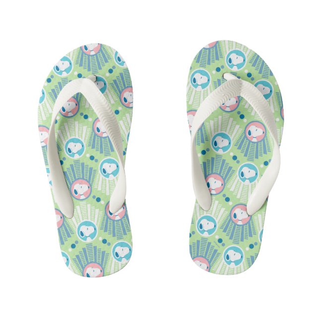 Peanuts | Snoopy Mint Green Deco Dreams Pattern Kid's Thongs (Footbed)