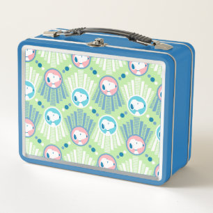Peanuts   Snoopy Mint Green Deco Dreams Pattern Metal Lunch Box