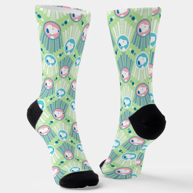 Peanuts | Snoopy Mint Green Deco Dreams Pattern Socks (Angled)