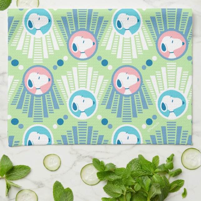 Peanuts | Snoopy Mint Green Deco Dreams Pattern Tea Towel (Folded)