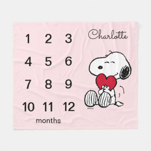 Peanuts Snoopy   Monthly Milestone Baby Fleece Blanket
