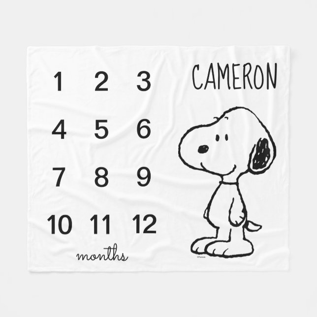 Peanuts Snoopy | Monthly Milestone Baby Fleece Blanket (Front (Horizontal))