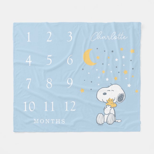 Peanuts Snoopy | Monthly Milestone Baby Fleece Blanket (Front (Horizontal))