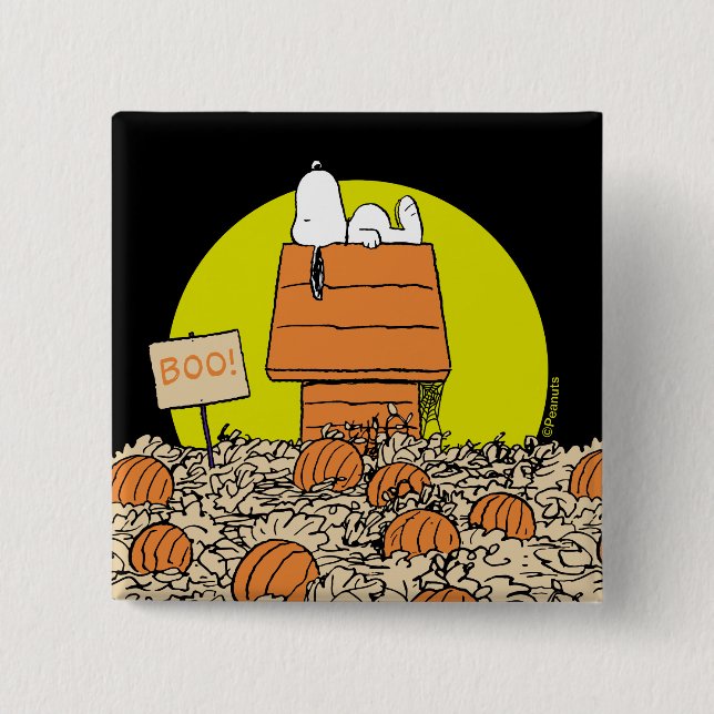 Peanuts | Snoopy Napping in the Pumpkin Patch 15 Cm Square Badge (Front)