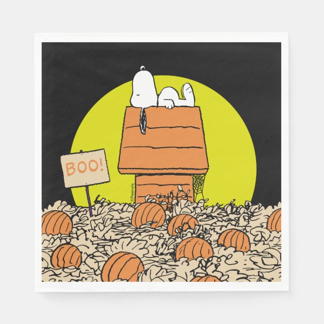 Peanuts | Snoopy Napping in the Pumpkin Patch Napkin (Front)