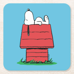 Peanuts   Snoopy Napping Square Paper Coaster