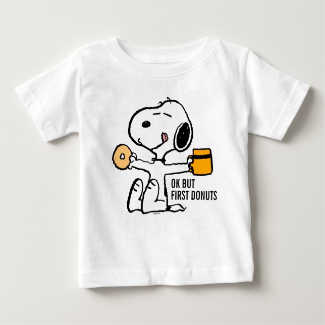 Peanuts | Snoopy OK But First Coffee Baby T-Shirt (Front)