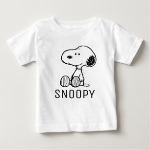 PEANUTS   Snoopy on Black White Comics Baby T-Shirt