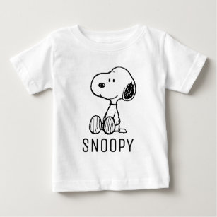 PEANUTS   Snoopy on Black White Comics Baby T-Shirt