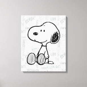 PEANUTS Snoopy on Black White Comics Canvas Print