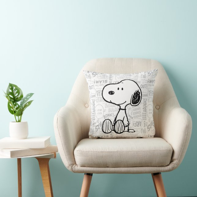 PEANUTS | Snoopy on Black White Comics Cushion (Chair)