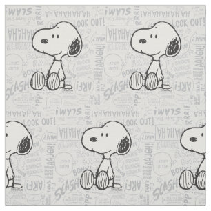 PEANUTS   Snoopy on Black White Comics Fabric