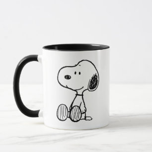 PEANUTS   Snoopy on Black White Comics Mug