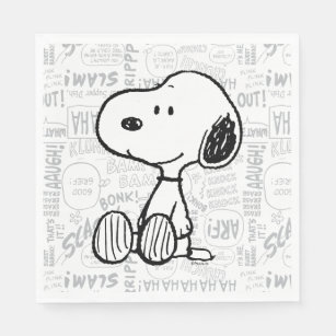 PEANUTS   Snoopy on Black White Comics Napkin