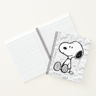 PEANUTS   Snoopy on Black White Comics Notebook