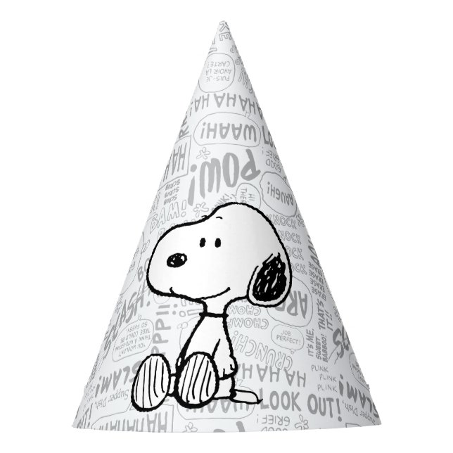 PEANUTS | Snoopy on Black White Comics Party Hat (Front)