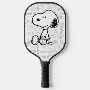 PEANUTS   Snoopy on Black White Comics Pickleball Paddle